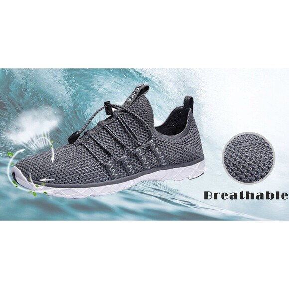 DLGJPA Men's Lightweight Quick Drying Aqua Water Shoes size 7,. 19009 dark gray - Picture 2 of 12